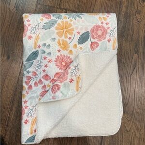 Floral Sherpa Blanket - Pink, Yellow, Green